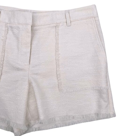 Size 12 NWT - Ann Taylor Off-White Fringed Tweed-Like Shorts - Picture 4 of 11